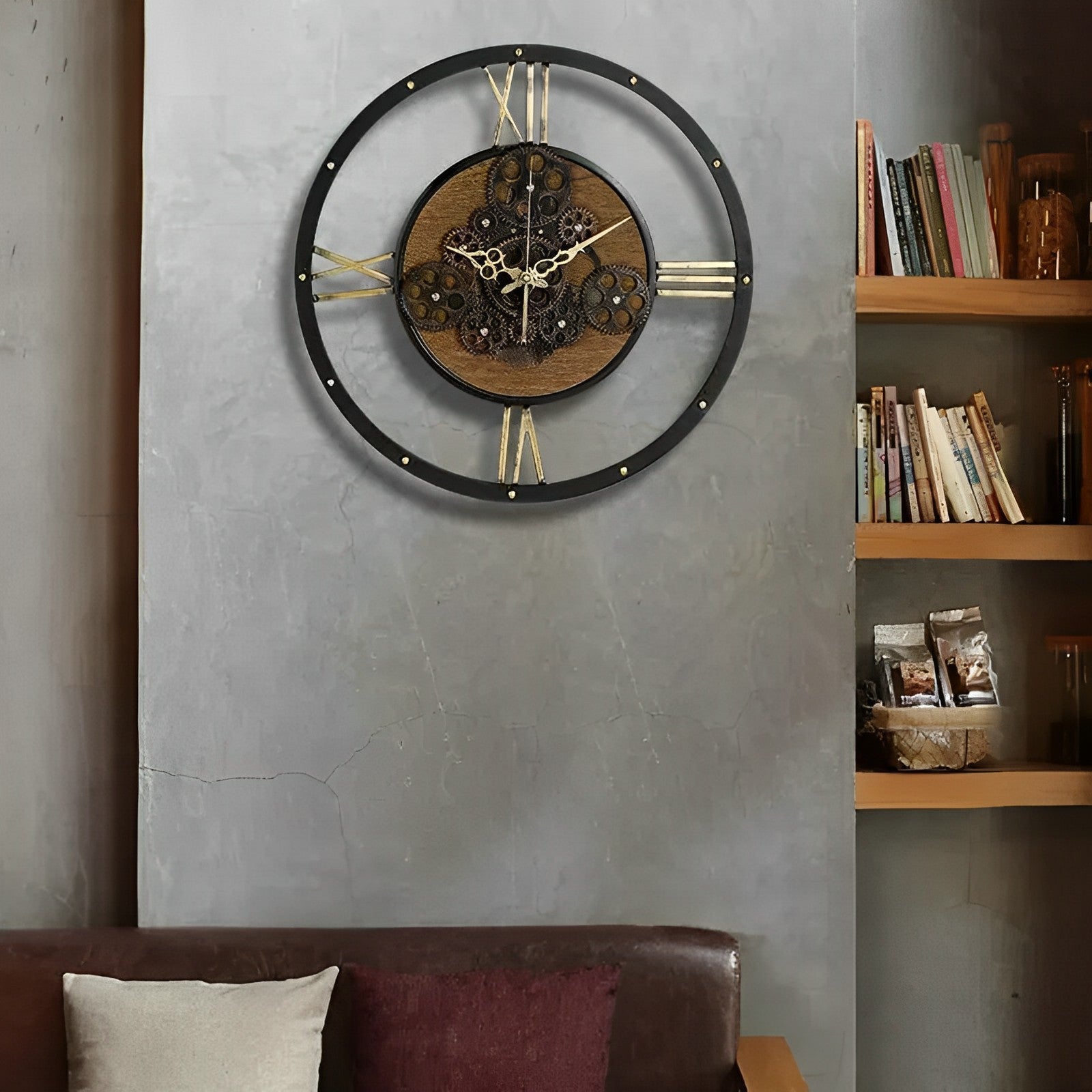 Orologio da parete in legno e metallo